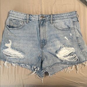 Show Me Your MuMu Light Blue Distressed Jean Shorts